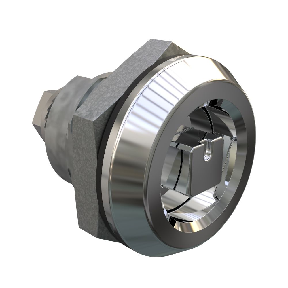 Southco Quarter-Turn Cam Latch, 7 mm Square Recess, Without Cam, Sealed, Zinc Alloy, Chrome Plated, Bright
