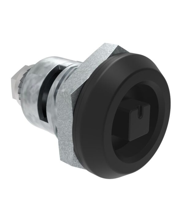 Southco Quarter-Turn Cam Latch, 7 mm Square Recess, Spring-return Actuator, Sealed, Zinc Alloy, Powder Coat, Black