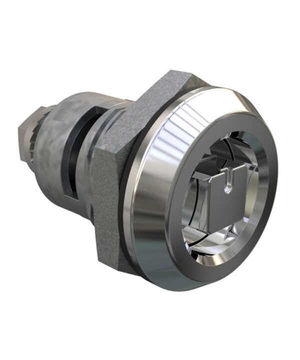Southco Quarter-Turn Cam Latch, 8 mm Square, Spring-return Actuator, Sealed, Zinc Alloy, Chrome Plated, Bright