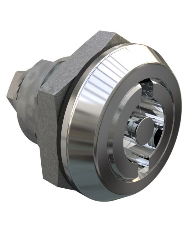Southco Quarter-Turn Cam Latch, 5 mm Double Bitted Recess, Without Cam, Sealed, Zinc Alloy, Chrome Plated, Bright