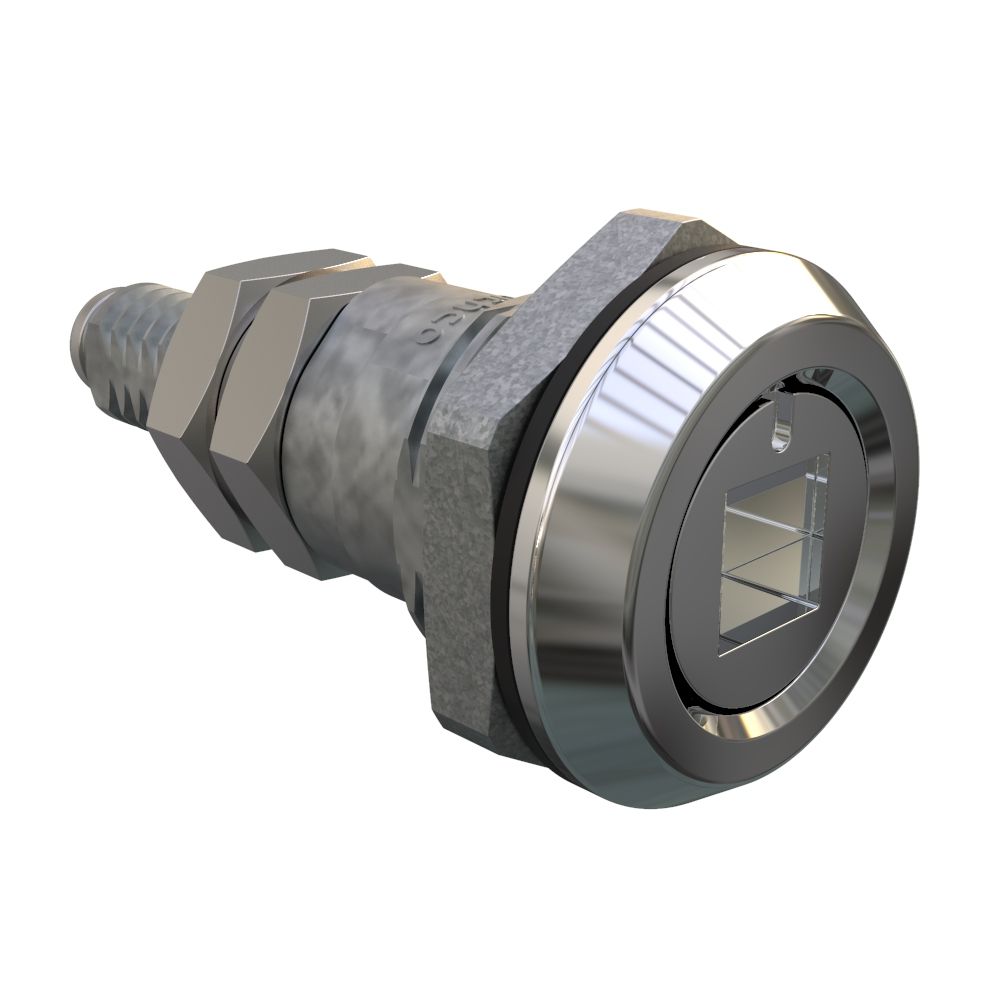 Southco Quarter-Turn Cam Latch, 8 mm Square Recess, Sealed, Zinc Alloy, Chrome Plated, Bright