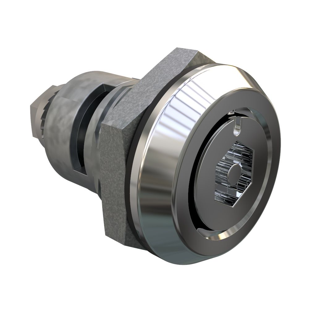 Southco Quarter-Turn Cam Latch, Bellcore Electronics, Spring-return Actuator, Sealed, Zinc Alloy, Chrome Plated, Bright