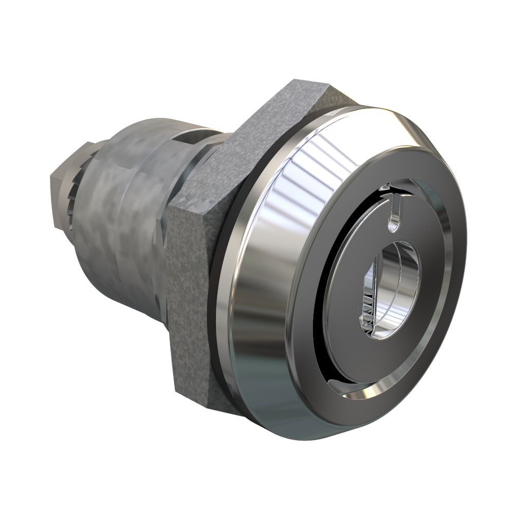 Southco Quarter-Turn Cam Latch, Recessed Slot (Tamper Resistant), Spring-return Actuator, Sealed, Zinc Alloy, Chrome Plated, Bright