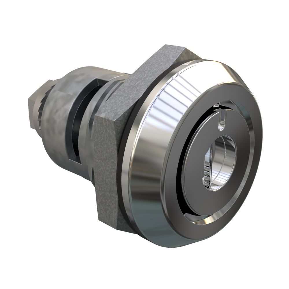 Southco Quarter-Turn Cam Latch, Recessed Slot (Tamper Resistant), Spring-return Actuator, Sealed, Zinc Alloy, Chrome Plated, Bright