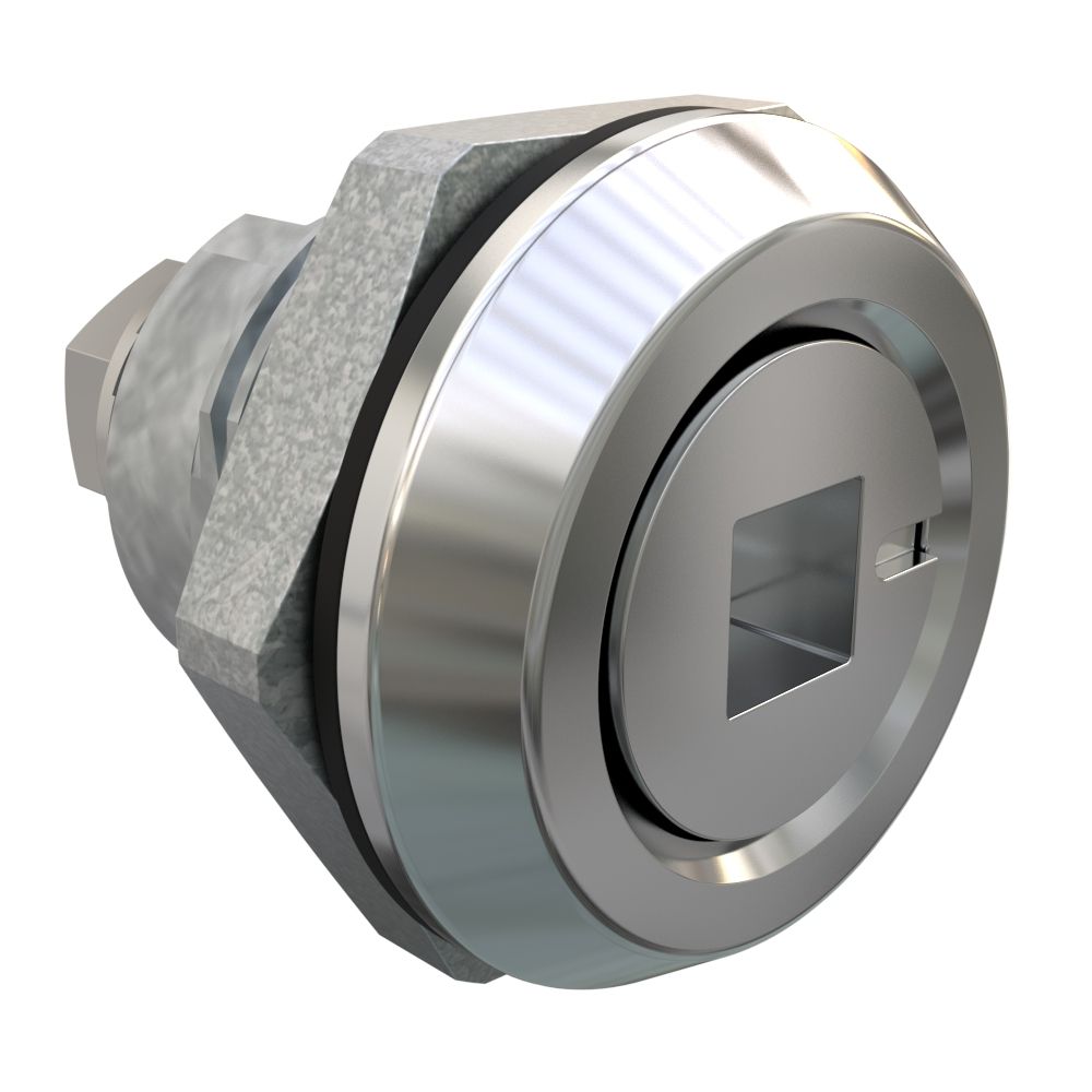 Southco Quarter-Turn Cam Latch, 6mm Square Recess, Without Cam, Sealed, Zinc Alloy, Chrome Plated, Bright