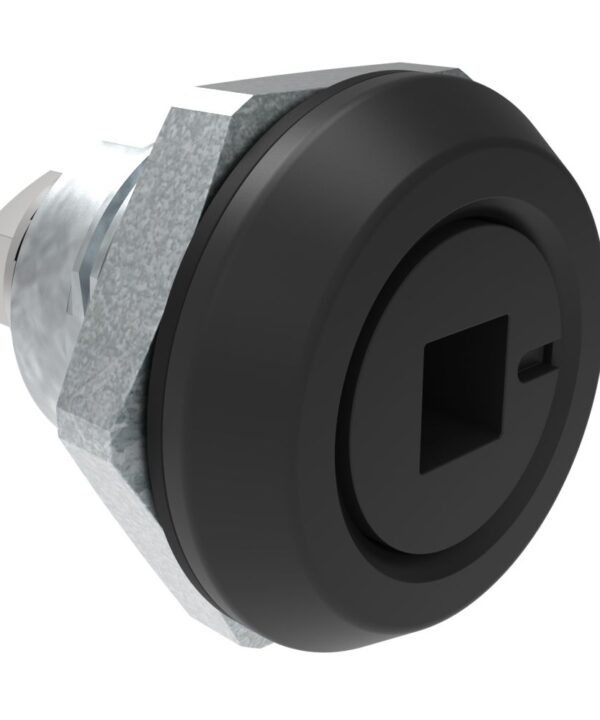 Southco Quarter-Turn Cam Latch, 6mm Square Recess, Without Cam, Sealed, Zinc Alloy, Powder Coat, Black