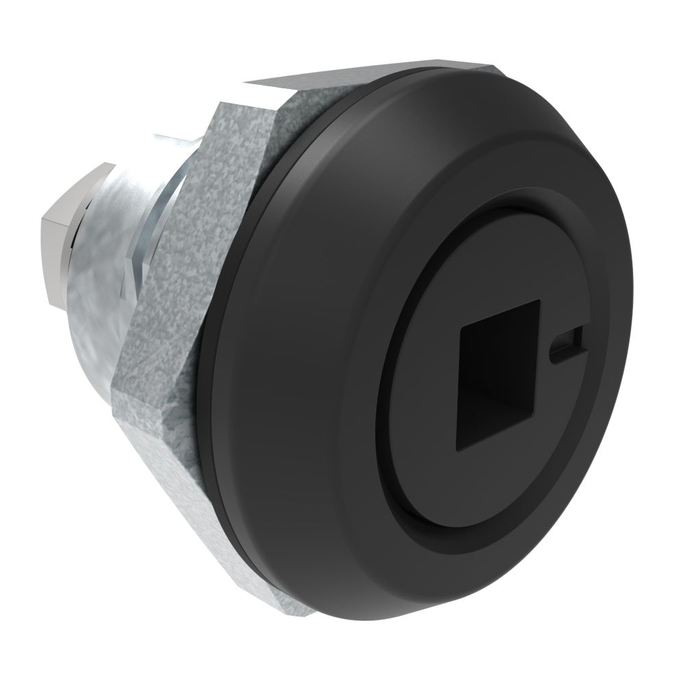 Southco Quarter-Turn Cam Latch, 6mm Square Recess, Without Cam, Sealed, Zinc Alloy, Powder Coat, Black