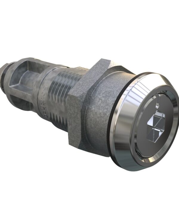 Southco Quarter-Turn Cam Latch, 8mm Hex Recess, Without Cam, Sealed, Zinc Alloy, Chrome Plated, Bright