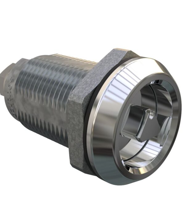 Southco Quarter-Turn Cam Latch, 7mm Triangle, Without Cam, Sealed, Zinc Alloy, Chrome Plated, Bright