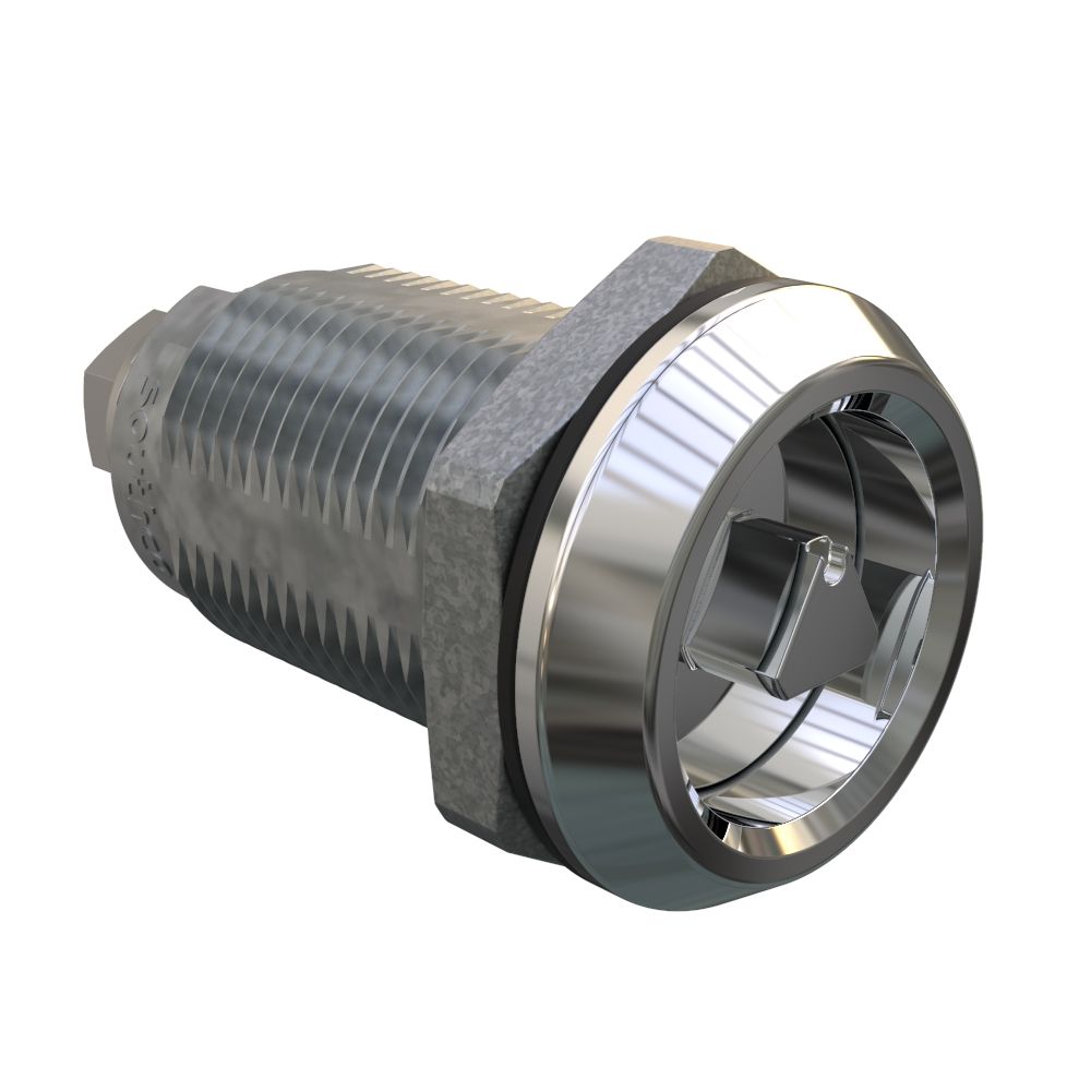 Southco Quarter-Turn Cam Latch, 7mm Triangle, Without Cam, Sealed, Zinc Alloy, Chrome Plated, Bright