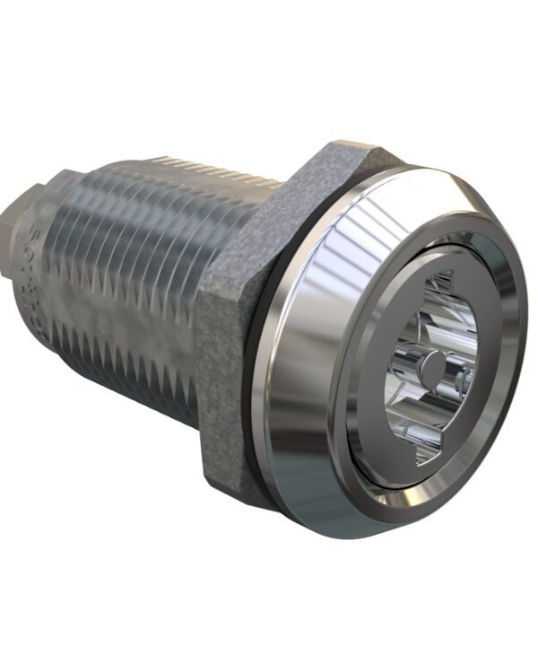Southco Quarter-Turn Cam Latch, 3mm Double Bit, Without Cam, Sealed, Zinc Alloy, Chrome Plated, Bright