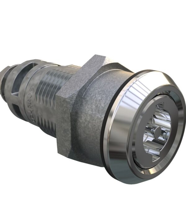 Southco Quarter-Turn Cam Latch, 3mm Double Bit, Without Cam, Sealed, Zinc Alloy, Chrome Plated, Bright