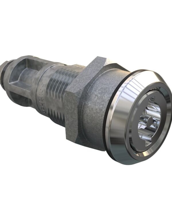 Southco Quarter-Turn Cam Latch, 3mm Double Bit, Without Cam, Sealed, Zinc Alloy, Chrome Plated, Bright