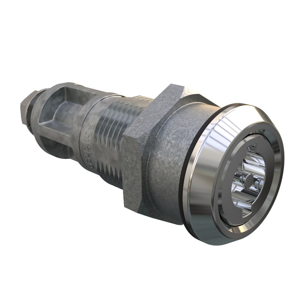Southco Quarter-Turn Cam Latch, 3mm Double Bit, Without Cam, Sealed, Zinc Alloy, Chrome Plated, Bright