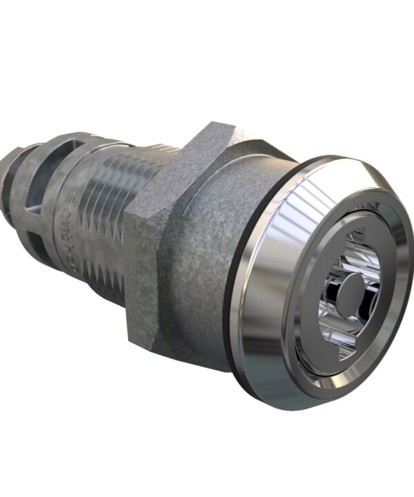 Southco Quarter-Turn Cam Latch, 5mm Double Bit, Without Cam, Sealed, Zinc Alloy, Chrome Plated, Bright