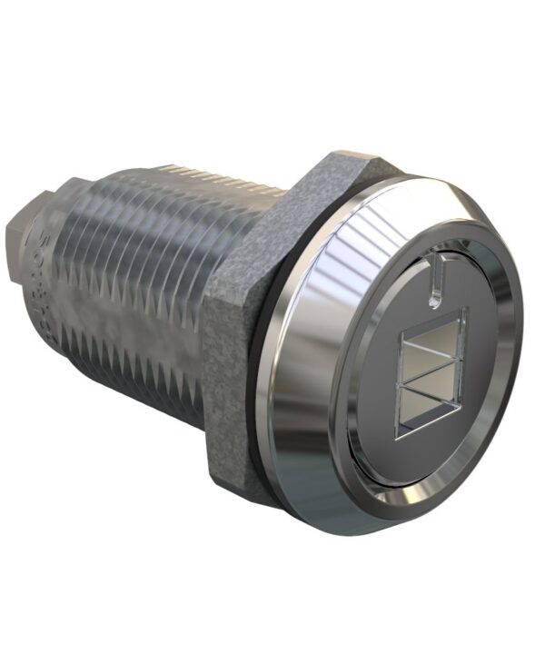 Southco Quarter-Turn Cam Latch, 8mm Square Recess, Without Cam, Sealed, Zinc Alloy, Chrome Plated, Bright