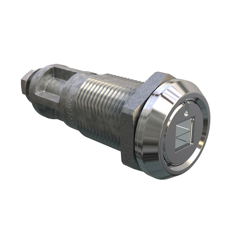 Southco Quarter-Turn Cam Latch, 8mm Square Recess, Without Cam, Sealed, Zinc Alloy, Chrome Plated, Bright