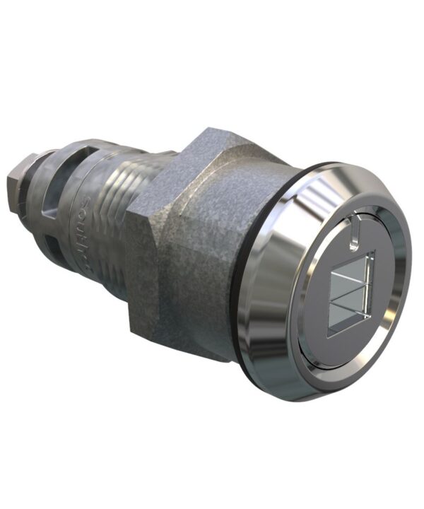 Southco Quarter-Turn Cam Latch, 8mm Square Recess, Without Cam, Sealed, Zinc Alloy, Chrome Plated, Bright