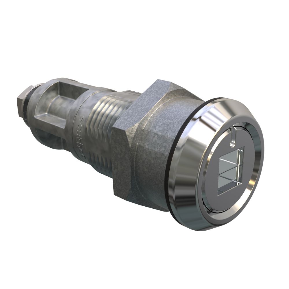 Southco Quarter-Turn Cam Latch, 8mm Square Recess, Without Cam, Sealed, Zinc Alloy, Chrome Plated, Bright