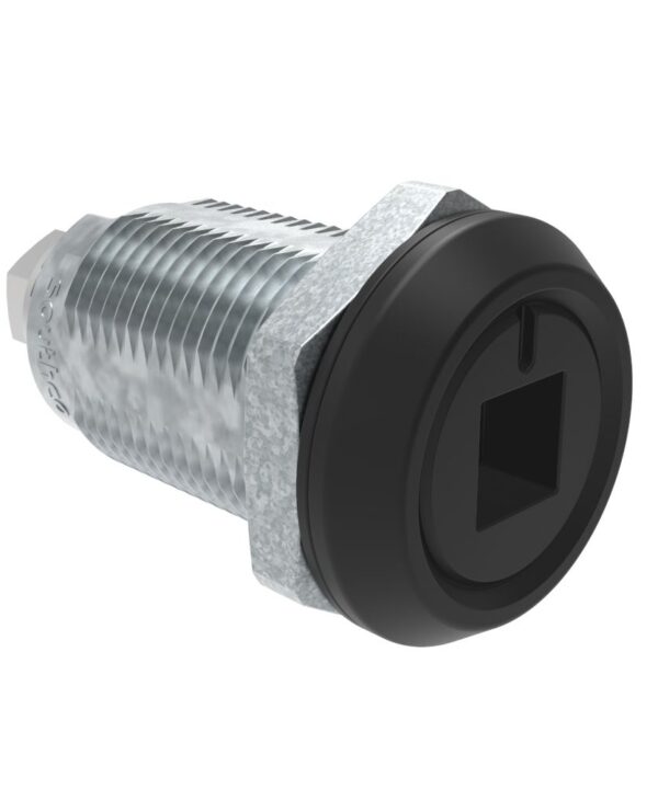 Southco Quarter-Turn Cam Latch, 8mm Square Recess, Without Cam, Sealed, Zinc Alloy, Powder Coat, Black