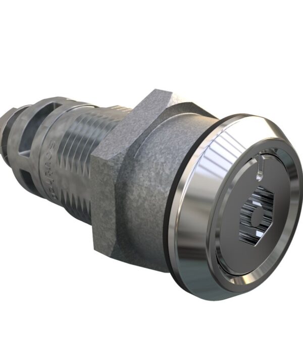Southco Quarter-Turn Cam Latch, Bellcore Electronics, Without Cam, Sealed, Zinc Alloy, Chrome Plated, Bright
