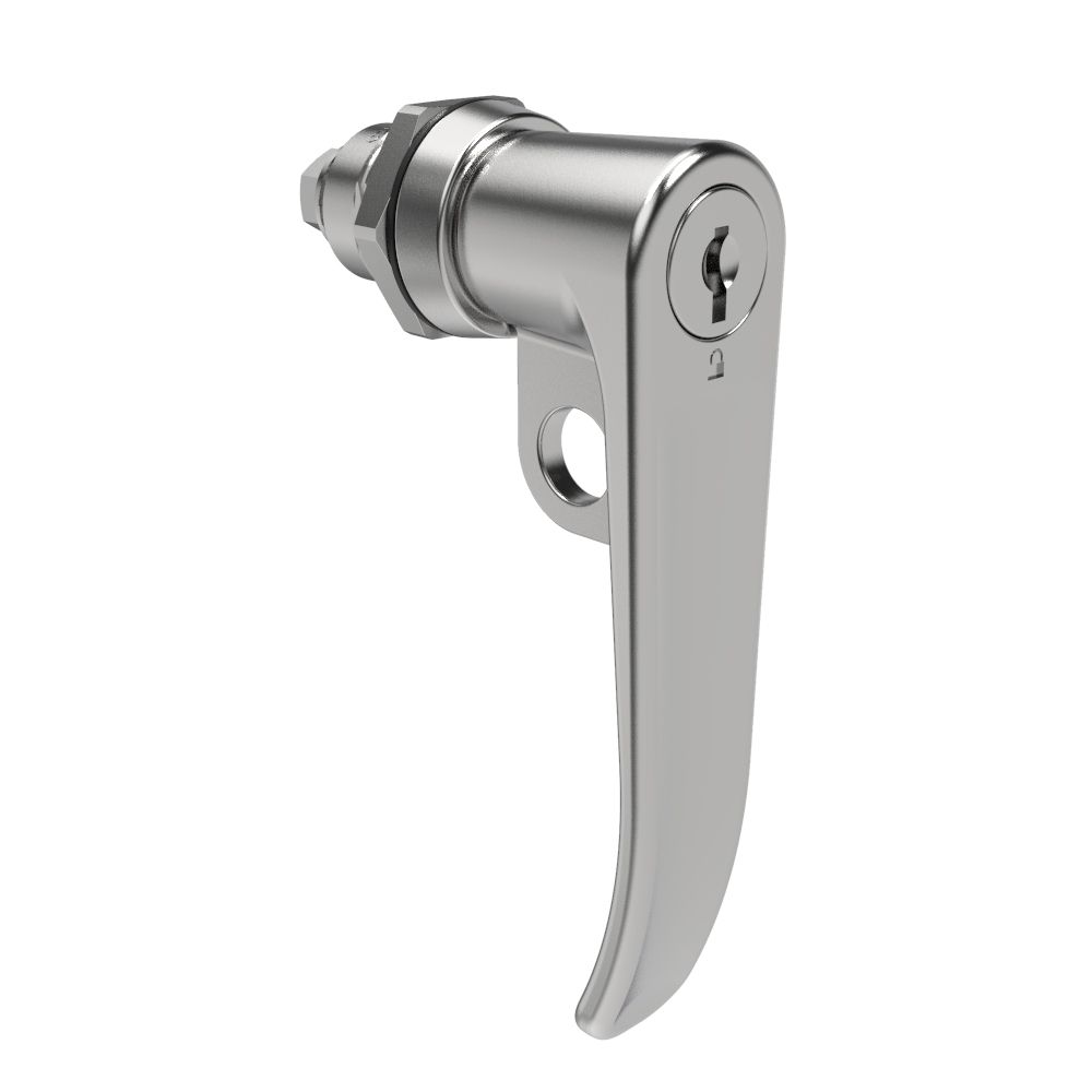 Southco Quarter-Turn Cam Latch, Key Locking (CH751), L-Handle, Pad Locking, Sealed, Zinc Alloy, Chrome Plated, Bright