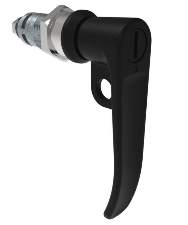 Southco Quarter-Turn Cam Latch, Slotted Tool Access, L-Handle, Pad Locking, Sealed, Zinc Alloy, Powder Coat, Black