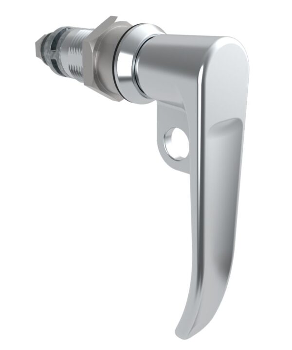 Southco Quarter-Turn Cam Latch, L-Handle, Pad Locking, Sealed, Zinc Alloy, Chrome Plated, Bright