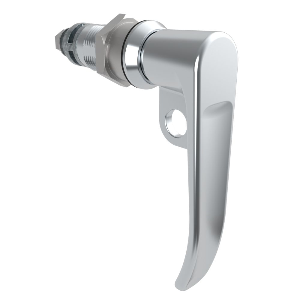 Southco Quarter-Turn Cam Latch, L-Handle, Pad Locking, Sealed, Zinc Alloy, Chrome Plated, Bright