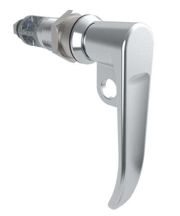Southco Quarter-Turn Cam Latch, L-Handle, Pad Locking, Sealed, Zinc Alloy, Chrome Plated, Bright