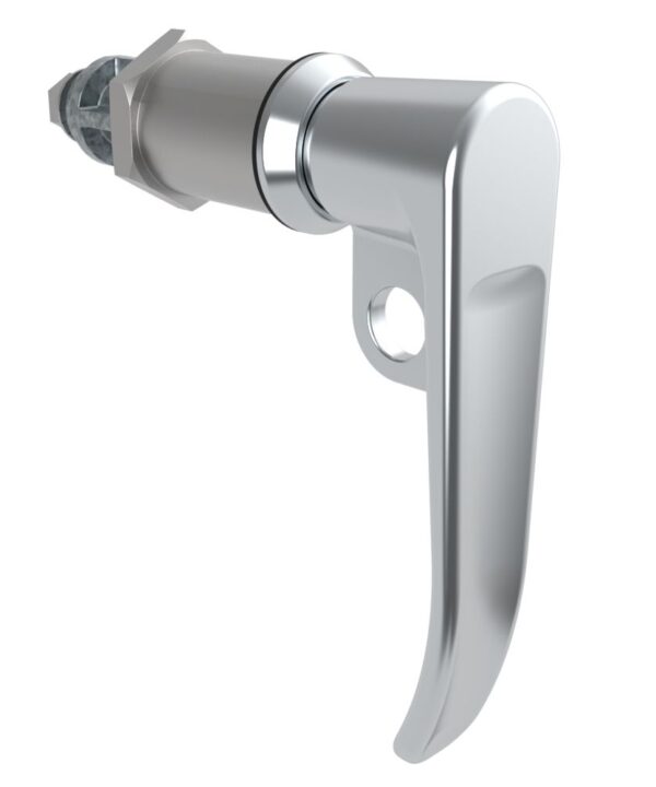 Southco Quarter-Turn Cam Latch, L-Handle, Pad Locking, Sealed, Zinc Alloy, Chrome Plated, Bright