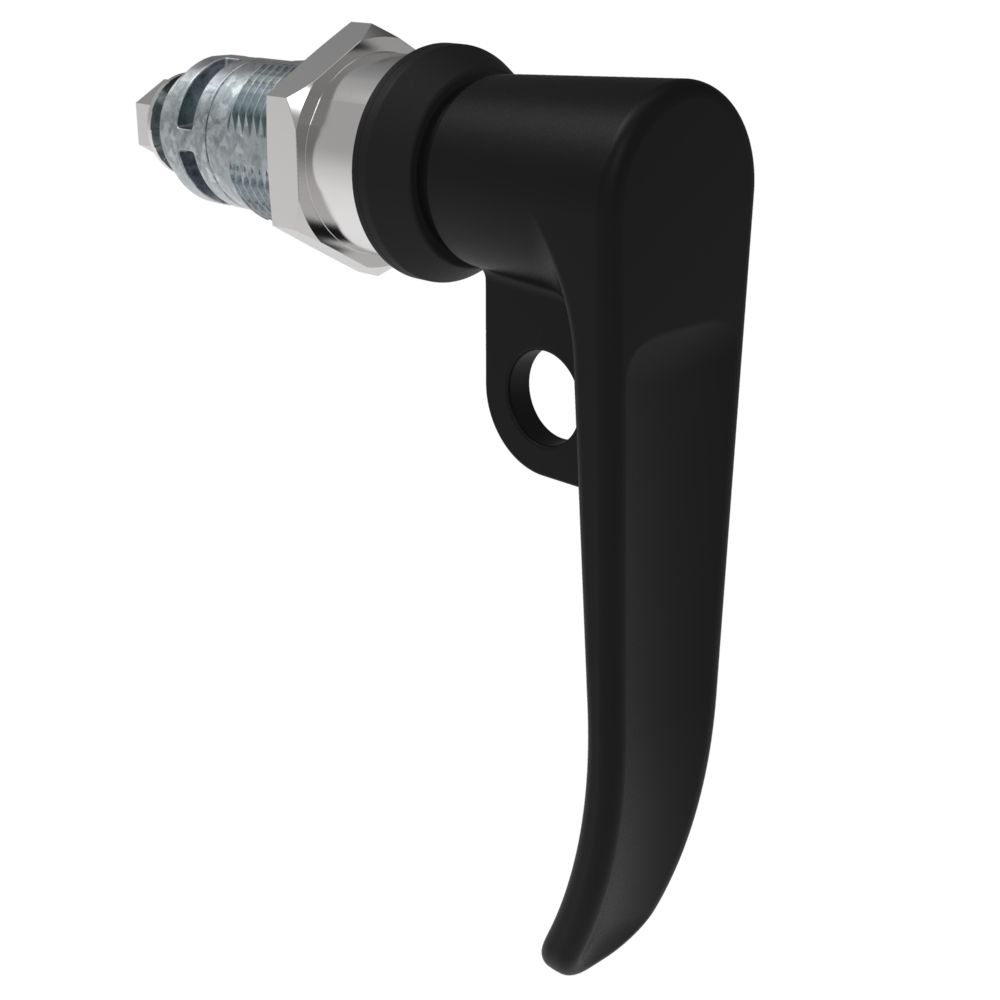 Southco Quarter-Turn Cam Latch, L-Handle, Pad Locking, Sealed, Zinc Alloy, Powder Coat, Black