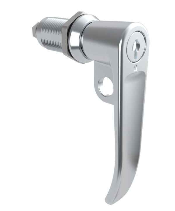 Southco Quarter-Turn Cam Latch, Key Locking (CH751), L-Handle, Pad Locking, Sealed, Zinc Alloy, Chrome Plated, Bright