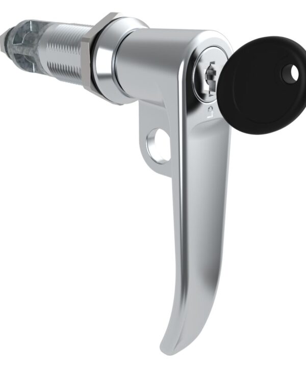 Southco Quarter-Turn Cam Latch, Key Locking (CH751), L-Handle, Pad Locking, Sealed, Zinc Alloy, Chrome Plated, Bright