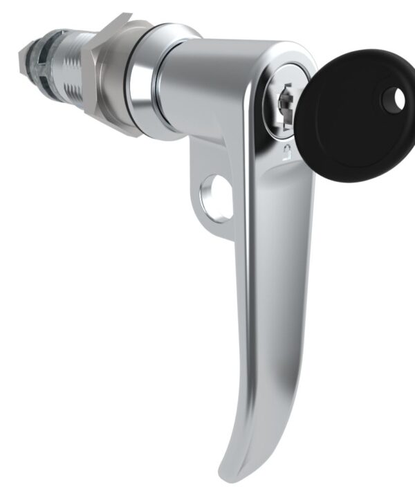 Southco Quarter-Turn Cam Latch, Key Locking (CH751), L-Handle, Pad Locking, Sealed, Zinc Alloy, Chrome Plated, Bright