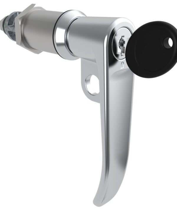 Southco Quarter-Turn Cam Latch, Key Locking (CH751), L-Handle, Pad Locking, Sealed, Zinc Alloy, Chrome Plated, Bright
