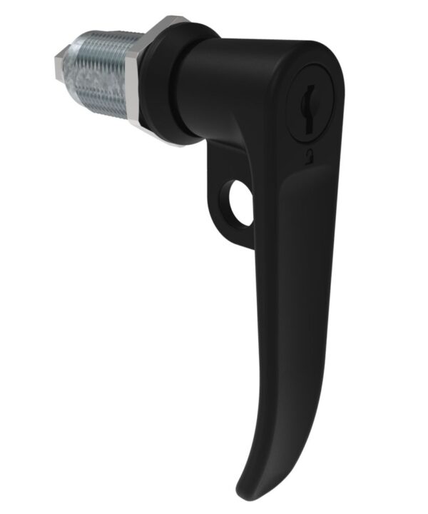 Southco Quarter-Turn Cam Latch, Key Locking (CH751), L-Handle, Pad Locking, Sealed, Zinc Alloy, Powder Coat, Black
