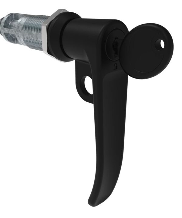 Southco Quarter-Turn Cam Latch, Key Locking (CH751), L-Handle, Pad Locking, Sealed, Zinc Alloy, Powder Coat, Black