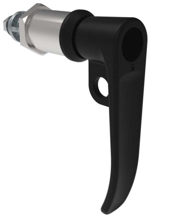 Southco Quarter-Turn Cam Latch, Key Locking (without lock core), L-Handle, Pad Locking, Sealed, Zinc Alloy, Powder Coat, Black