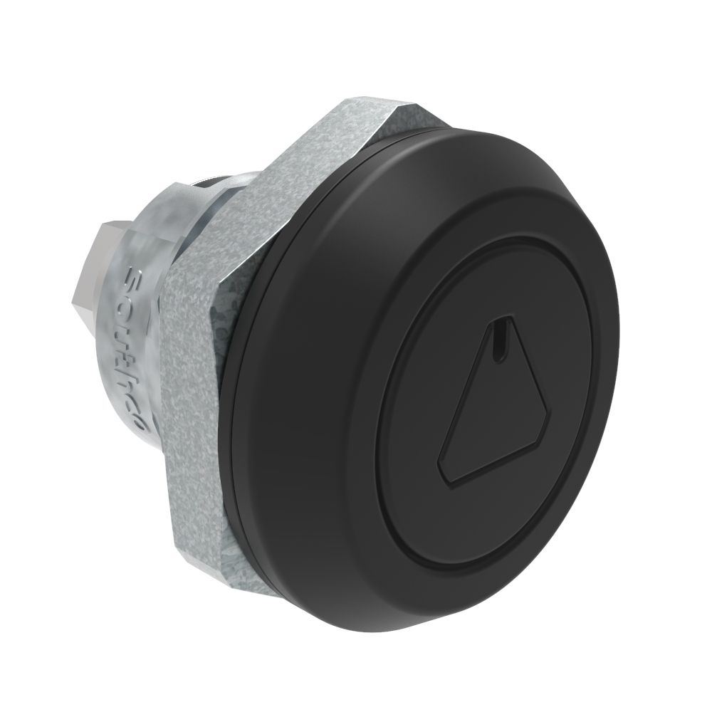 Southco Quarter-Turn Cam Latch, 8 mm Triangle Shuttered Recess, Zinc Alloy, Powder Coat, Black