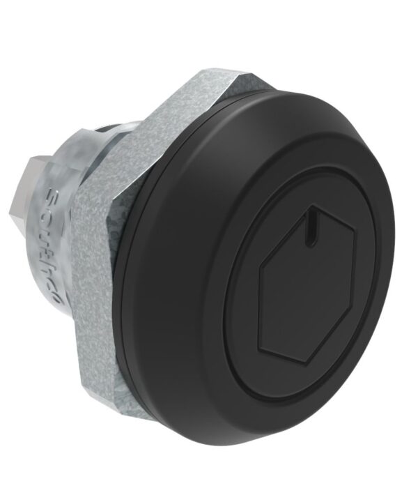 Southco Quarter-Turn Cam Latch, Bellcore 216 Shuttered Recess, Zinc Alloy, Powder Coat, Black