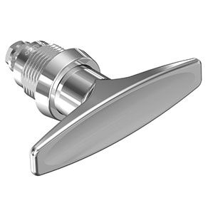 Southco Quarter-Turn Cam Latch, T-handle, Without Cam, Sealed, Zinc Alloy, Chrome Plated, Bright