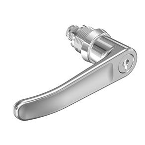 Southco Quarter-Turn Cam Latch, Key Locking (CH751) L-handle, Without Cam, Sealed, Zinc Alloy, Chrome Plated, Bright