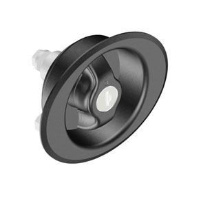Southco Quarter-Turn Cam Latch, Counter-Clockwise to Latch, Flush Cup Wing Style, Keylocking (Reversible Key), Spring-return Actuator, Not Sealed, Zinc Alloy, Powder Coat, Black