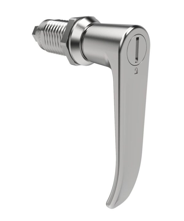 Southco Quarter-Turn Cam Latch, Slotted Tool Access, L-Handle, Without Cam, Sealed, Zinc Alloy, Chrome Plated, Bright