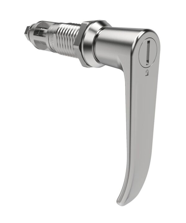 Southco Quarter-Turn Cam Latch, Slotted Tool Access, L-Handle, Without Cam, Sealed, Zinc Alloy, Chrome Plated, Bright