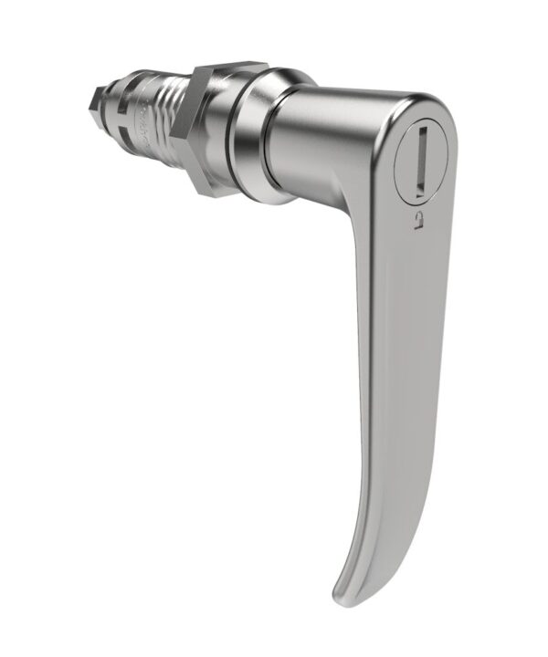 Southco Quarter-Turn Cam Latch, Slotted Tool Access, L-Handle, Without Cam, Sealed, Zinc Alloy, Chrome Plated, Bright