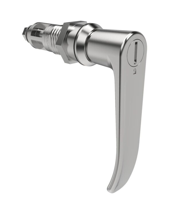 Southco Quarter-Turn Cam Latch, Slotted Tool Access, L-Handle, Without Cam, Sealed, Zinc Alloy, Chrome Plated, Bright