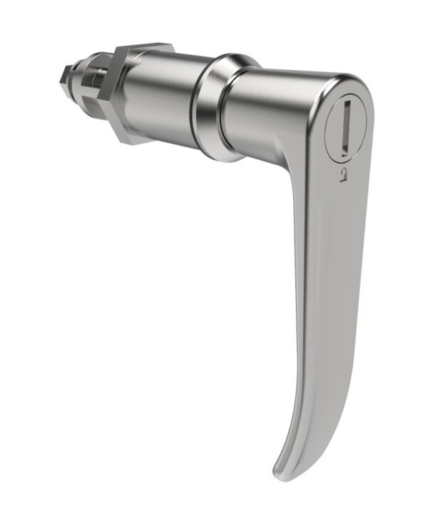 Southco Quarter-Turn Cam Latch, Slotted Tool Access, L-Handle, Without Cam, Sealed, Zinc Alloy, Chrome Plated, Bright