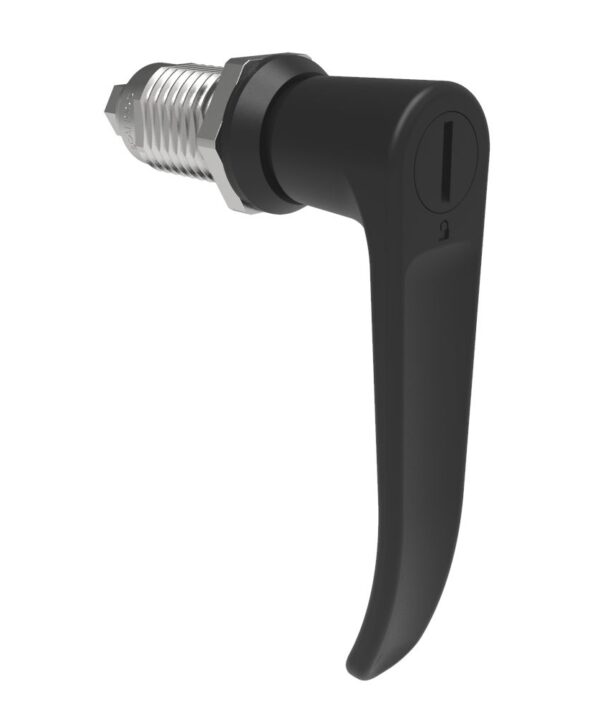 Southco Quarter-Turn Cam Latch, Slotted Tool Access, L-Handle, Without Cam, Sealed, Zinc Alloy, Powder Coat, Black